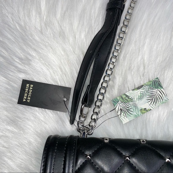 Badgley Mischka black studded quilted purse - Picture 6 of 16